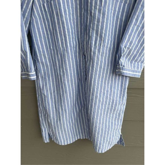 Zara white and blue pinstriped shirt dress - Picture 4 of 5